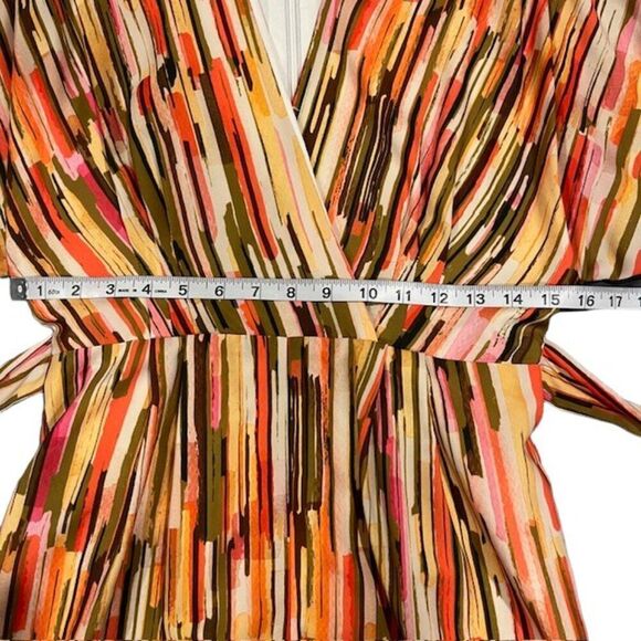 Slate & Willow Women's Striped Elliott Romper Orange Black Green Gold Size Small - Picture 10 of 13